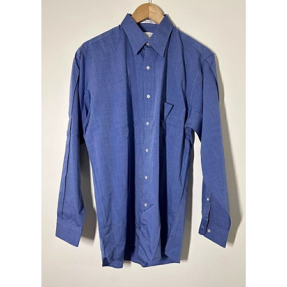 Perry Ellis Portfolio Men's Blue Button Down Long Sleeve Collared Shirt 15 32/33